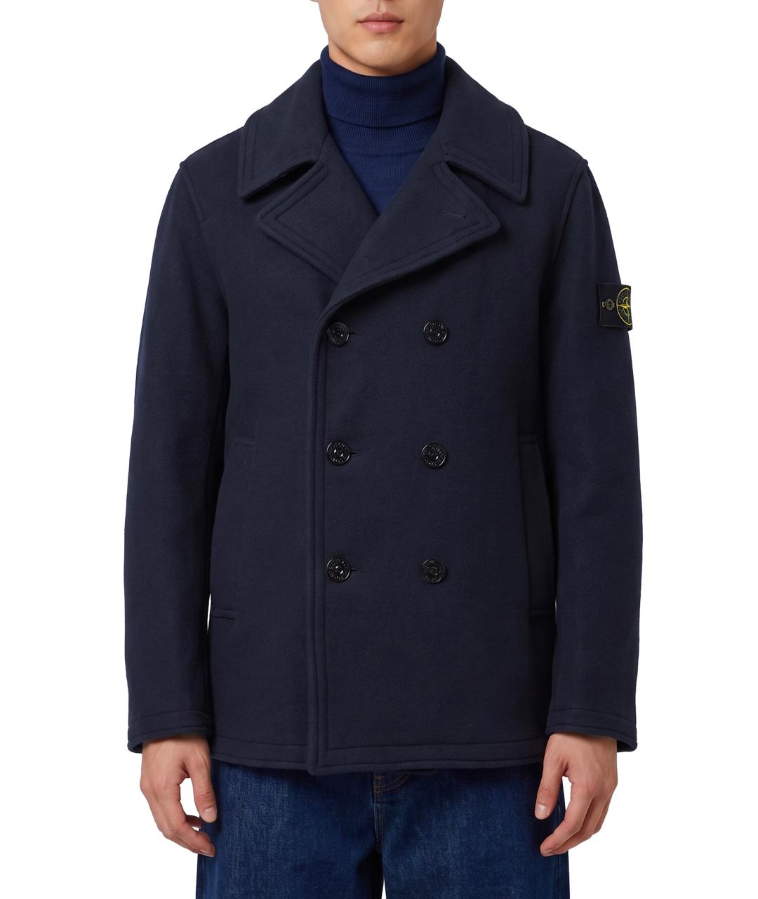 STONE ISLAND Темно-синее шерстяное пальто, фото 1