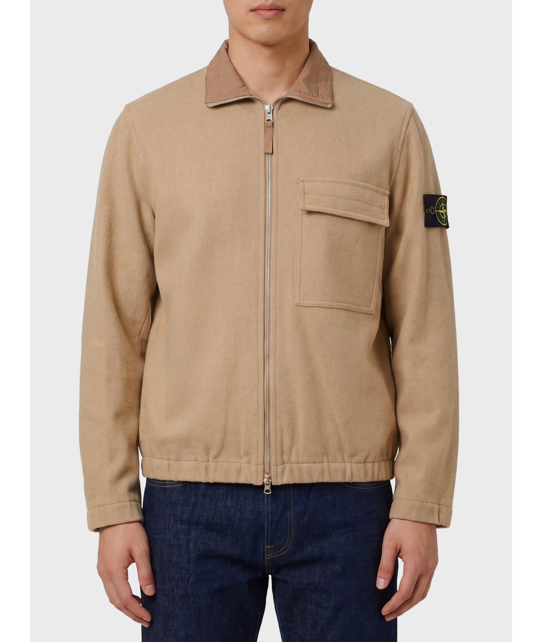 STONE ISLAND Бежевая шерстяная куртка, фото 4
