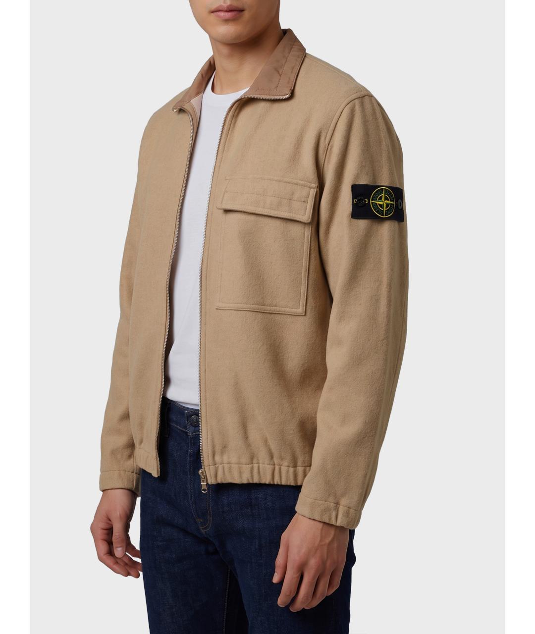 STONE ISLAND Бежевая шерстяная куртка, фото 2