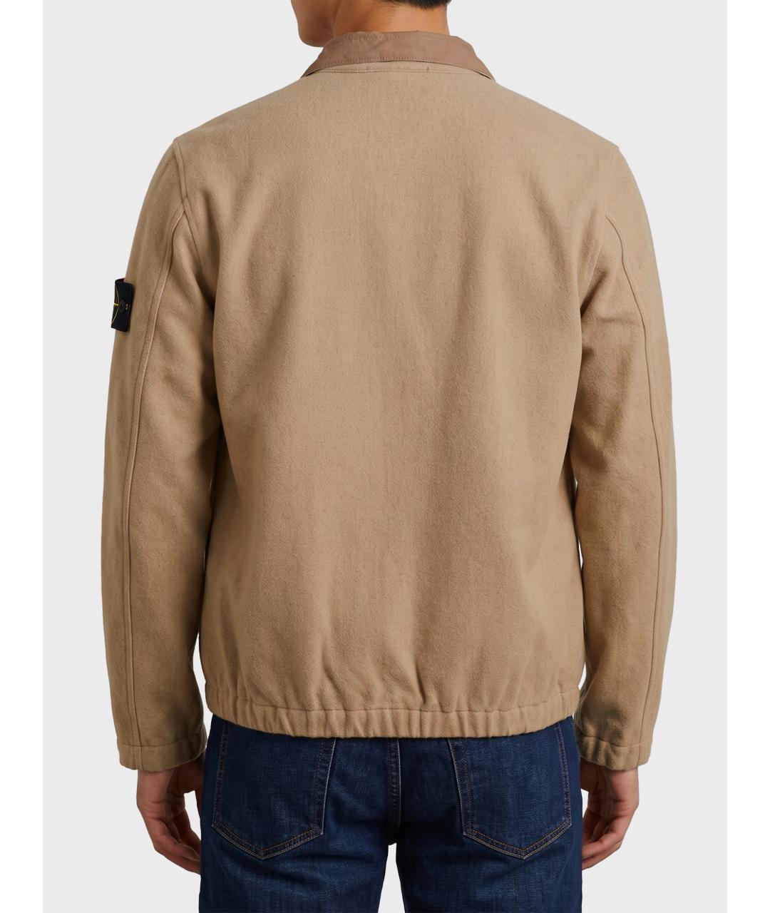 STONE ISLAND Бежевая шерстяная куртка, фото 3