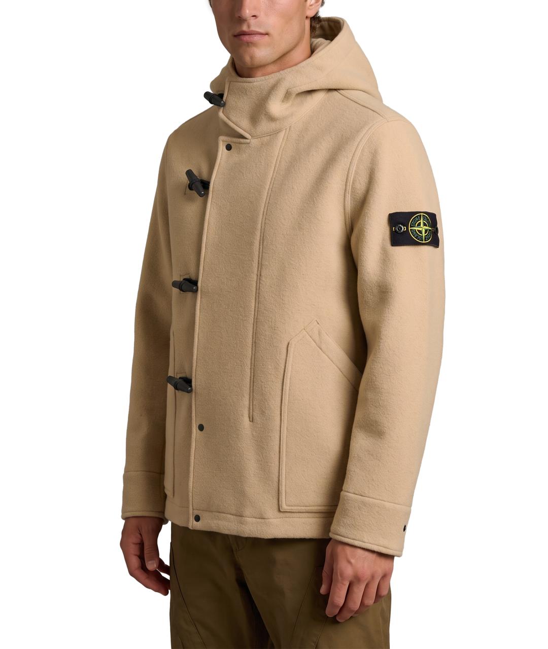 STONE ISLAND Бежевое шерстяное пальто, фото 2