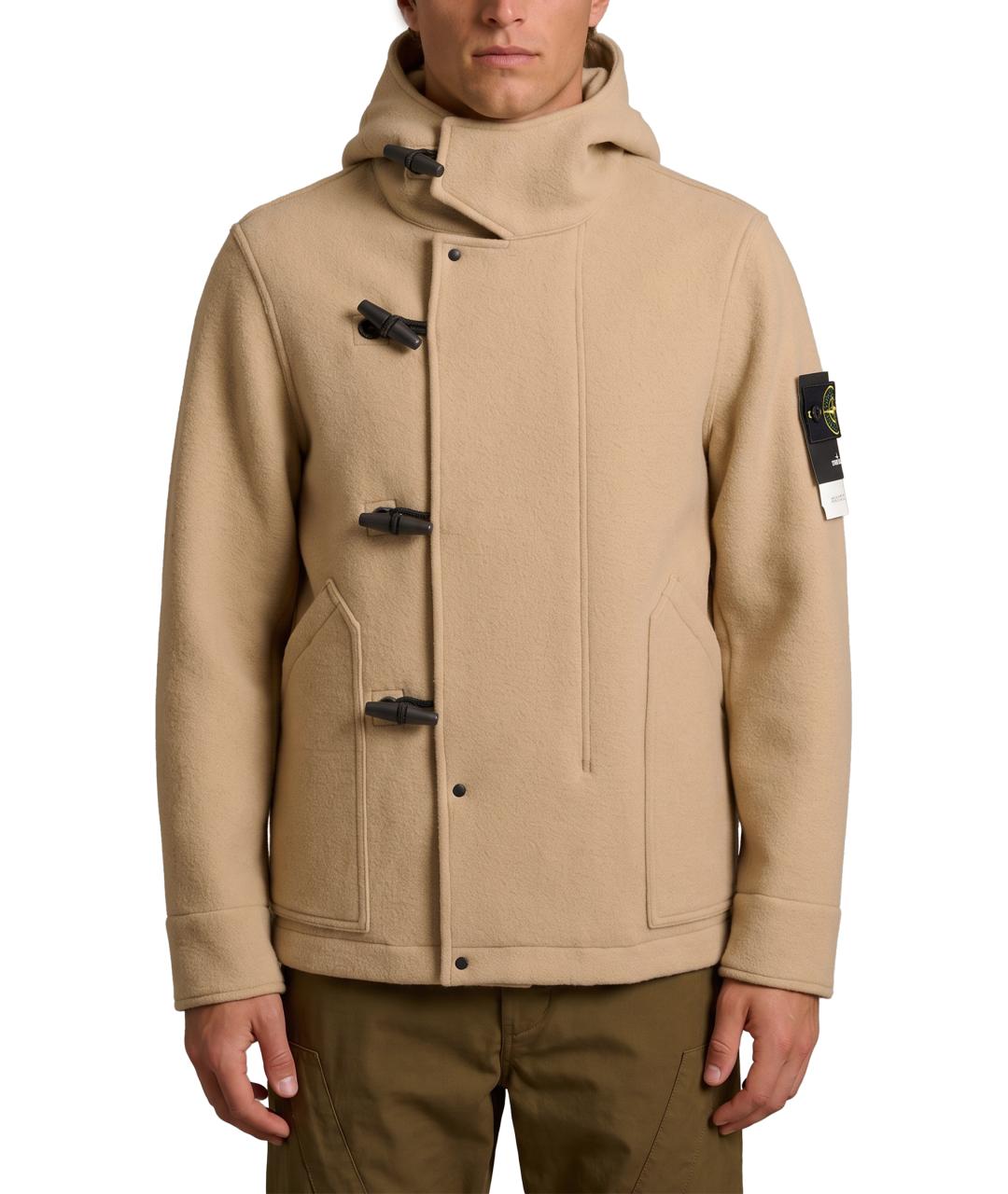 STONE ISLAND Бежевое шерстяное пальто, фото 1