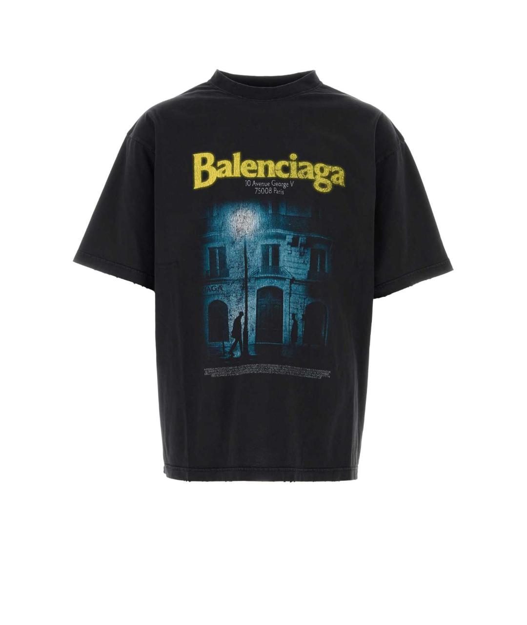 BALENCIAGA Черная хлопковая футболка, фото 1