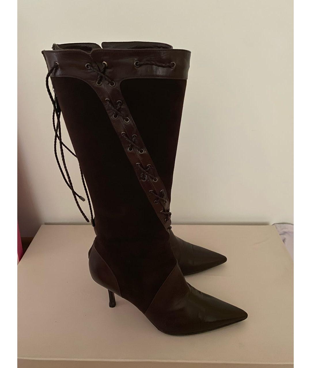 JIMMY CHOO Коричневые кожаные сапоги, фото 9