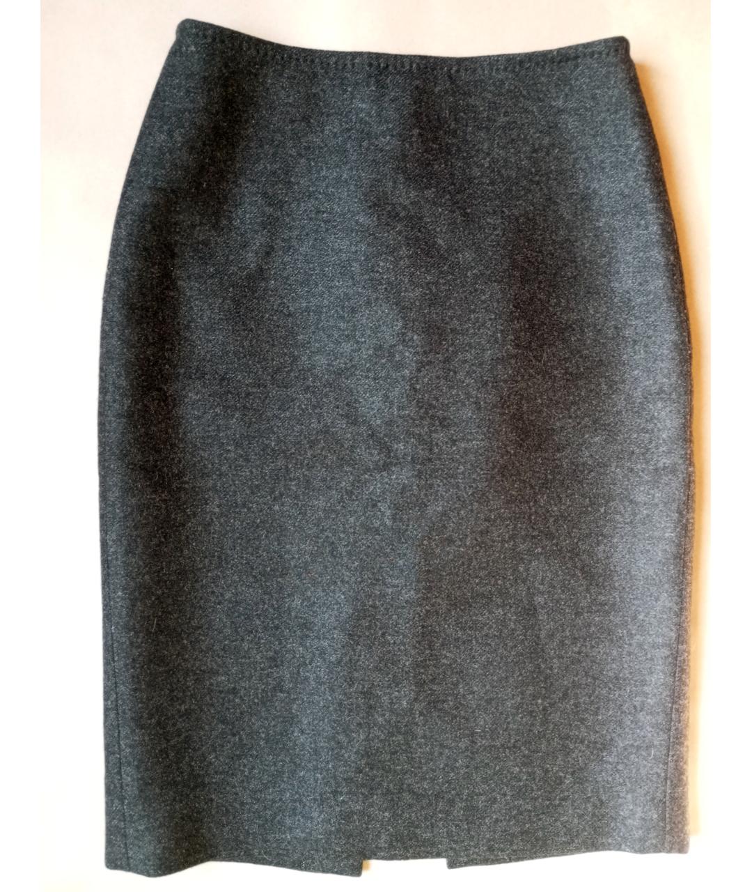 MAX MARA Серая шерстяная юбка миди, фото 5