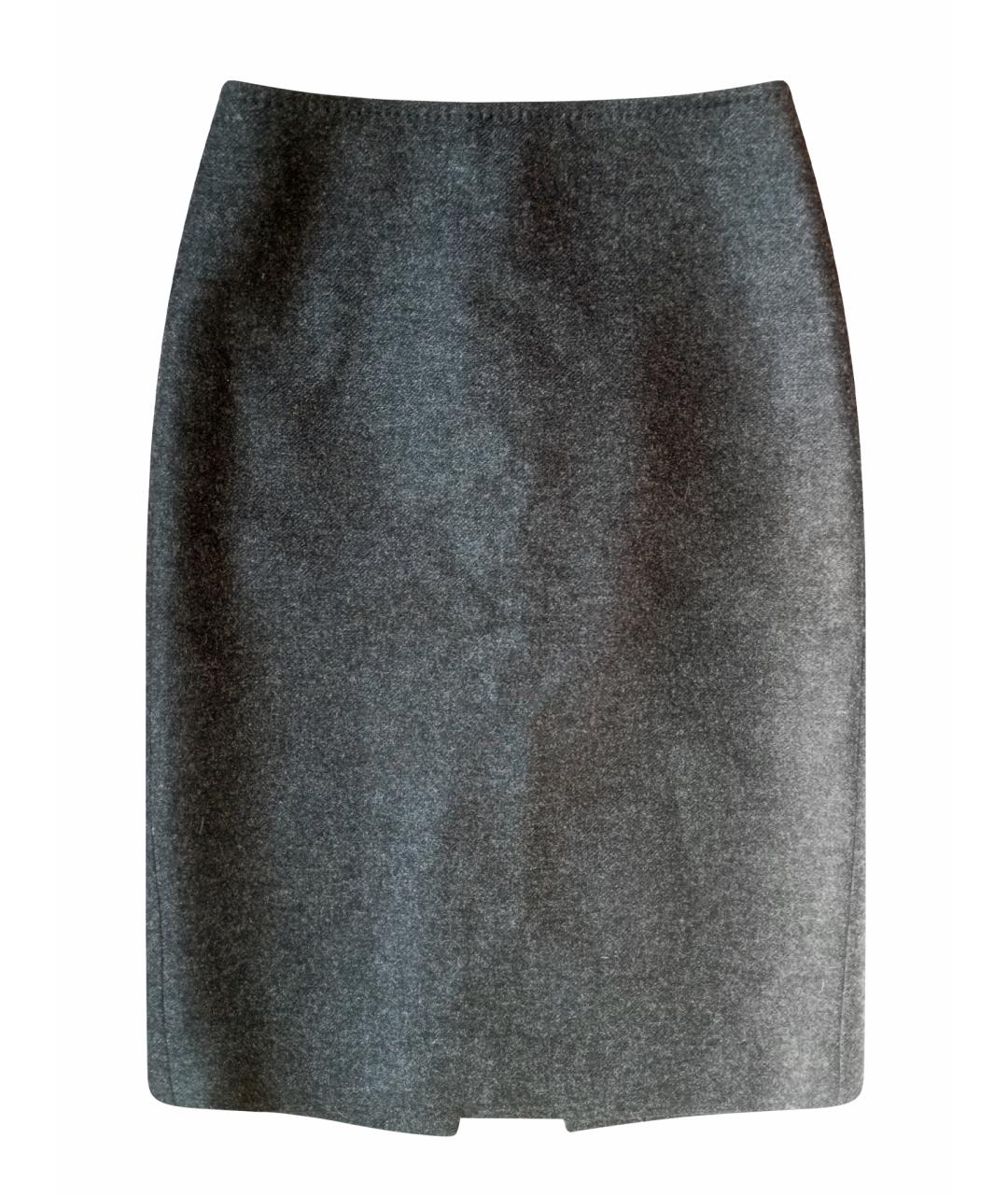 MAX MARA Серая шерстяная юбка миди, фото 1