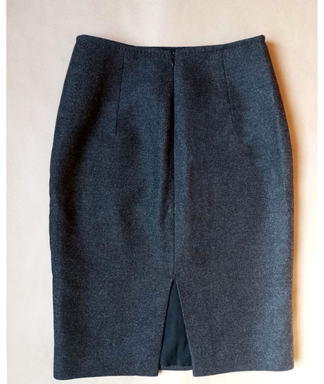 MAX MARA Серая шерстяная юбка миди, фото 2