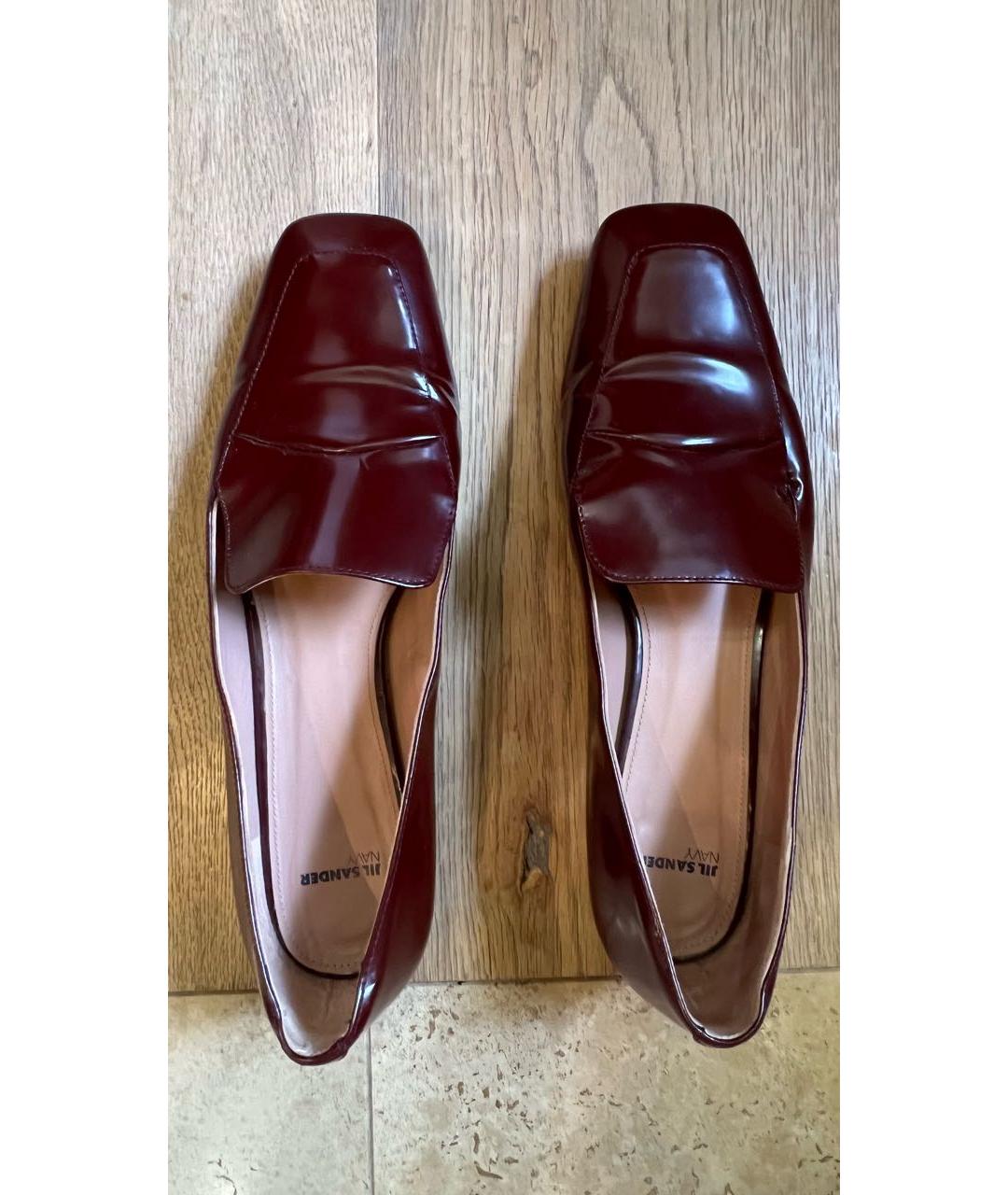 JIL SANDER Бордовые кожаные лоферы, фото 3