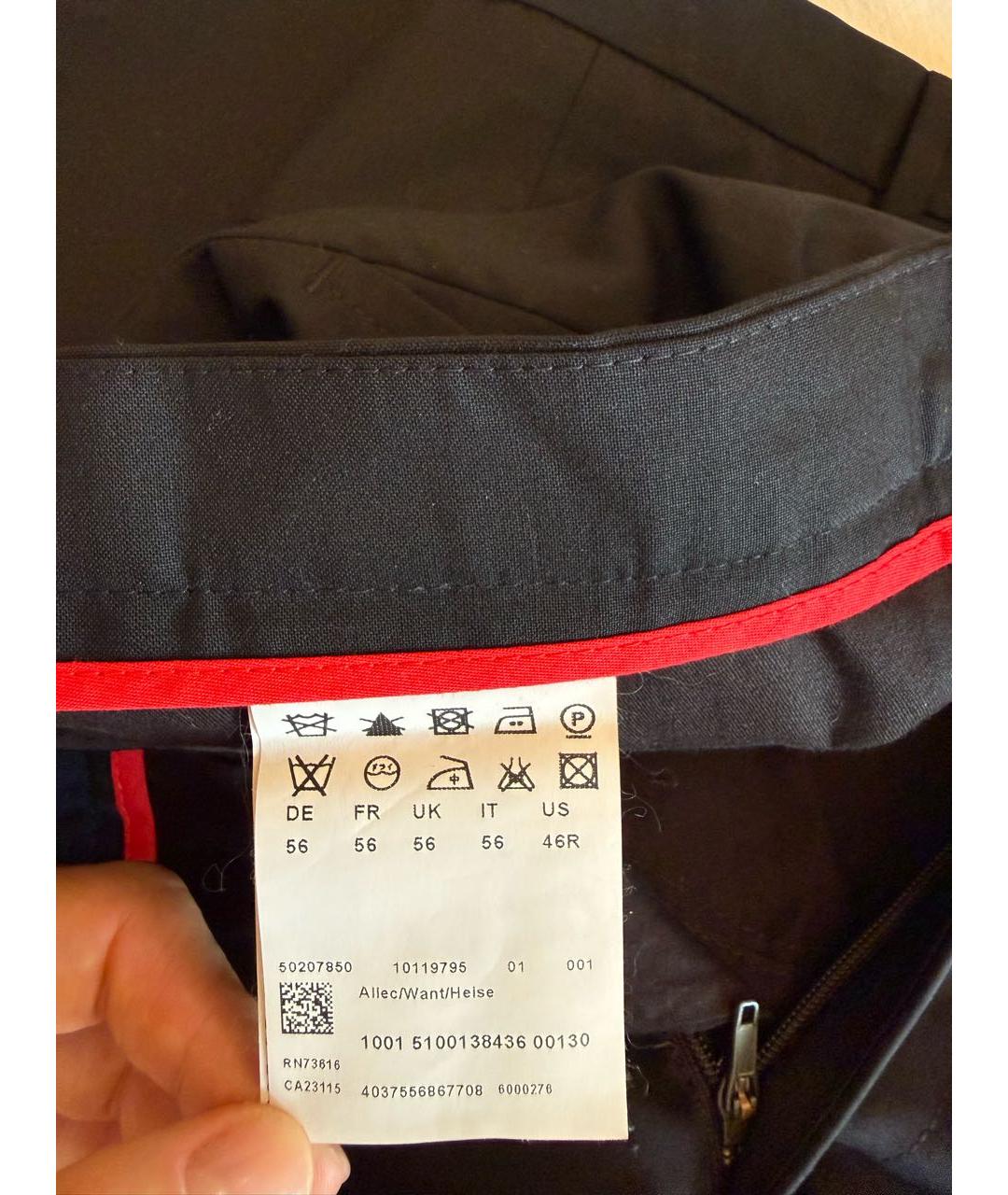 HUGO BOSS Черные шерстяные классические брюки, фото 4