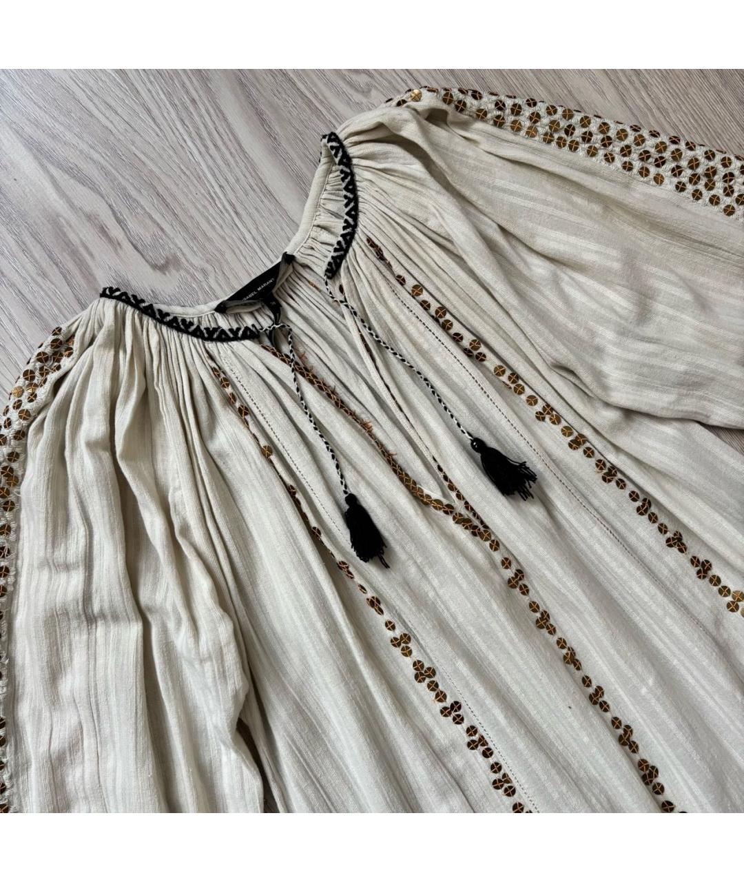 ISABEL MARANT Бежевое хлопковое повседневное платье, фото 7