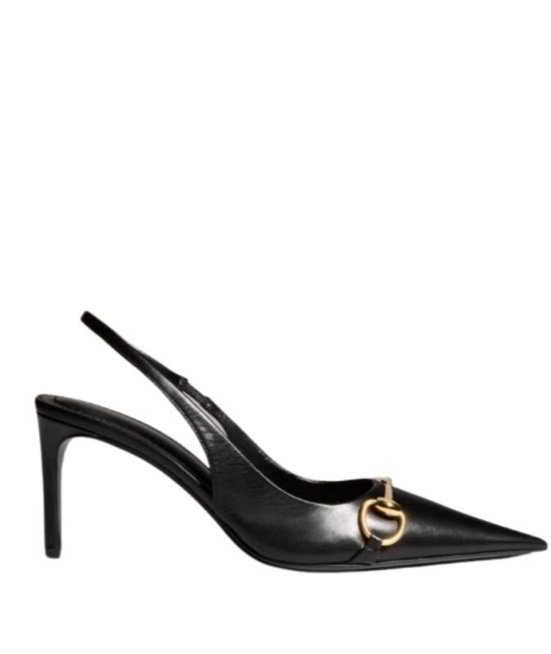 GUCCI Черные кожаные туфли, фото 1