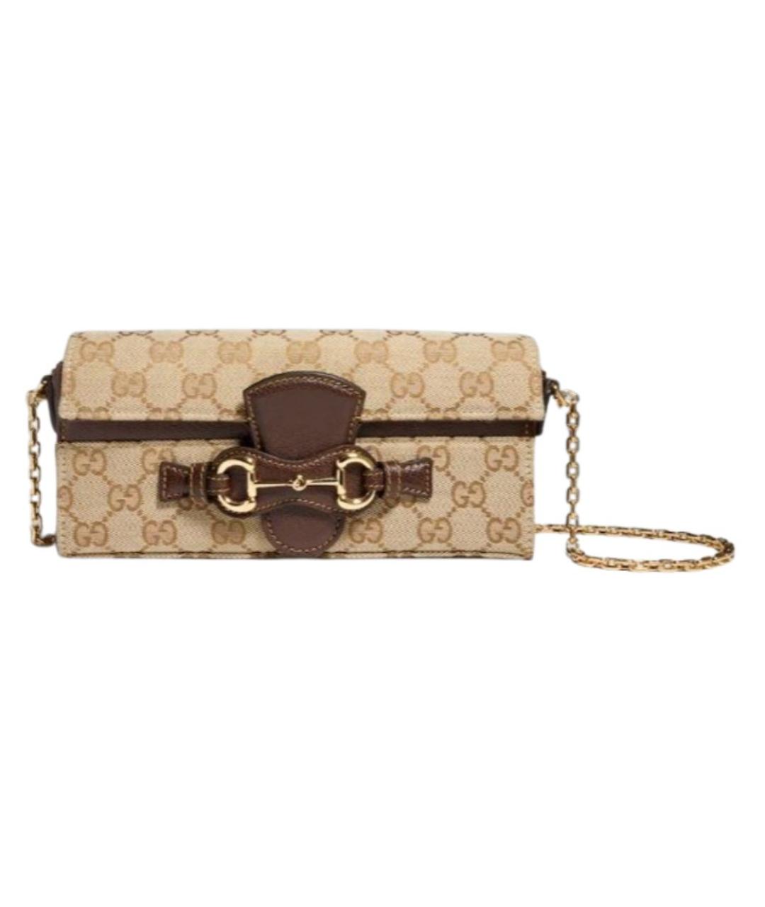 GUCCI Бежевая сумка через плечо из канвы, фото 3
