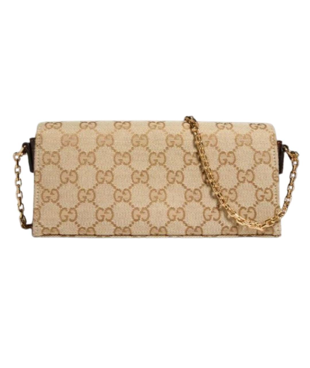 GUCCI Бежевая сумка через плечо из канвы, фото 2
