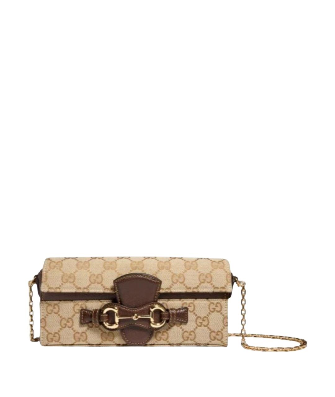 GUCCI Бежевая сумка через плечо из канвы, фото 1