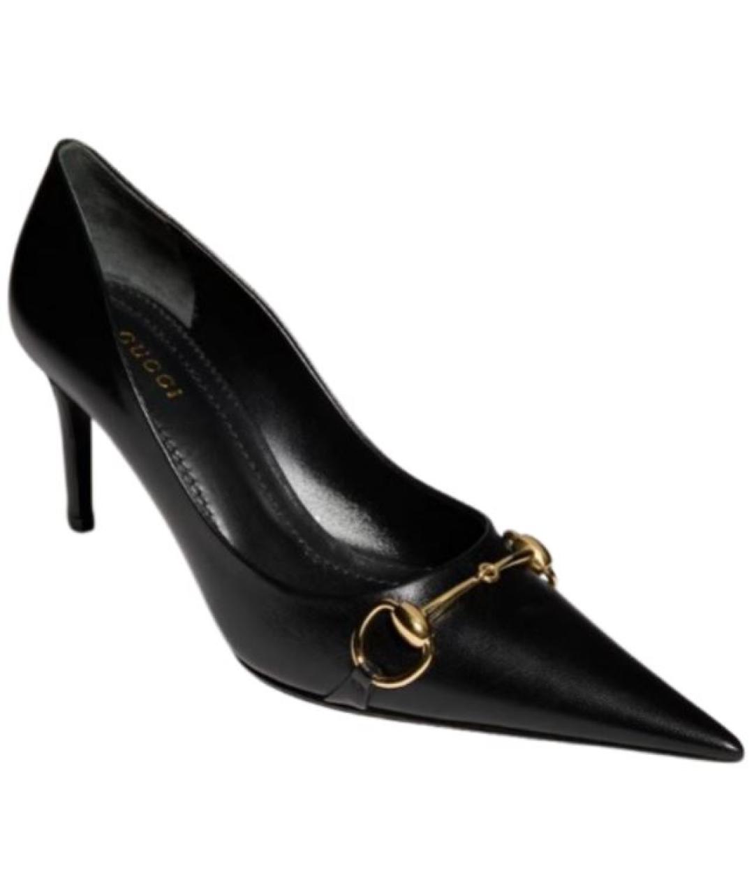 GUCCI Черные кожаные туфли, фото 2