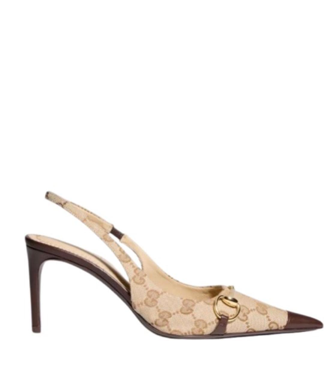 GUCCI Бежевые текстильные туфли, фото 1