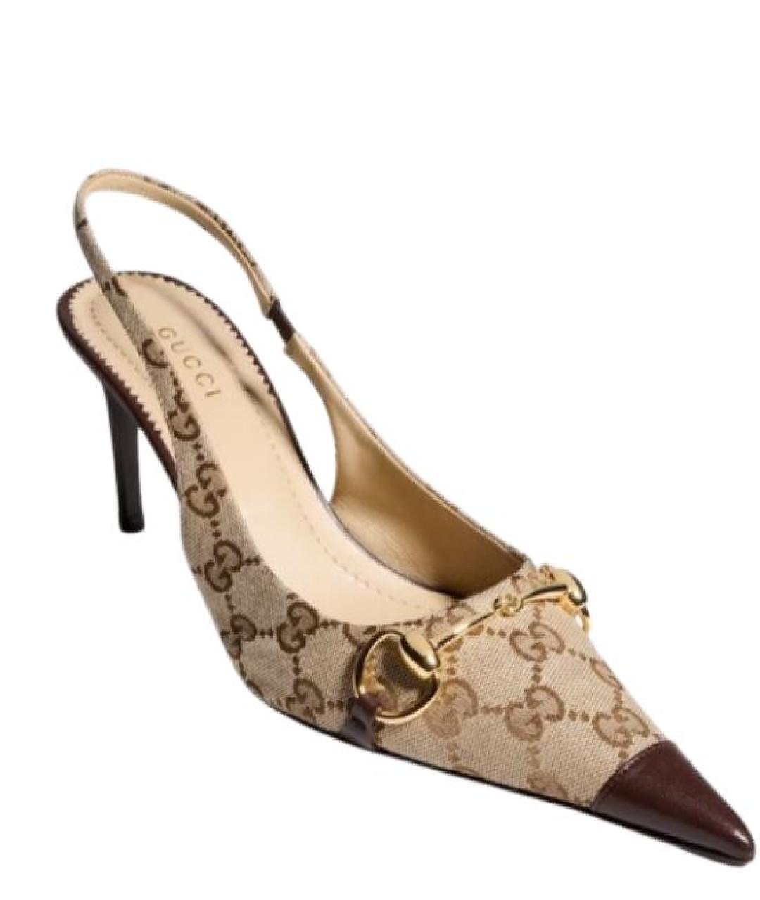 GUCCI Бежевые текстильные туфли, фото 2