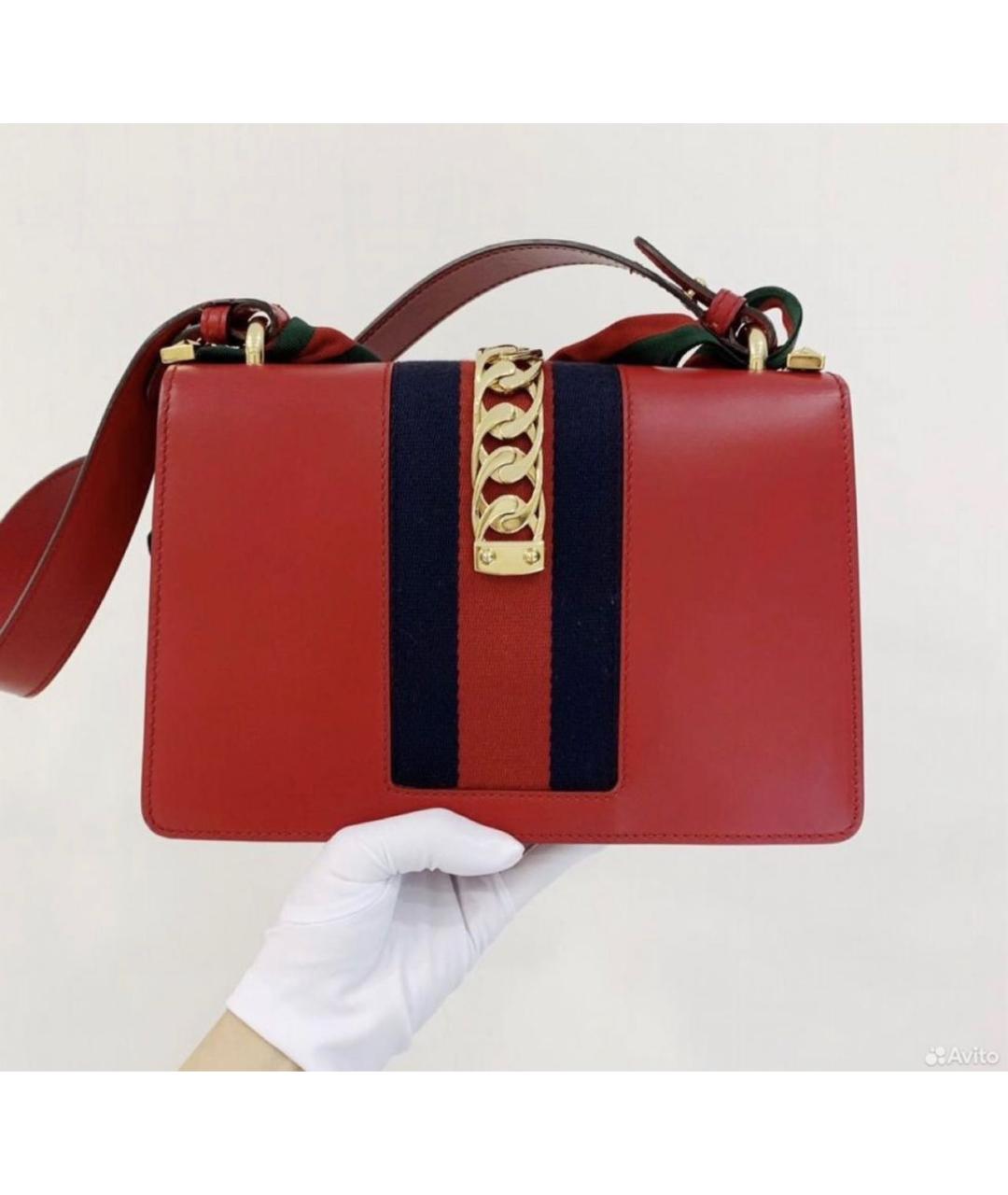 GUCCI Красная кожаная сумка через плечо, фото 3