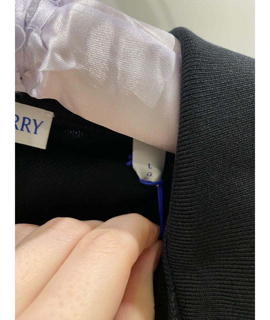 BURBERRY Черное хлопковое поло с коротким рукавом, фото 3