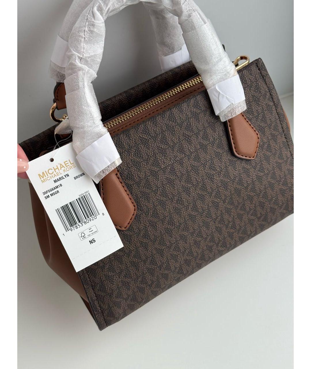 MICHAEL KORS Коричневая сумка с короткими ручками из канвы, фото 3