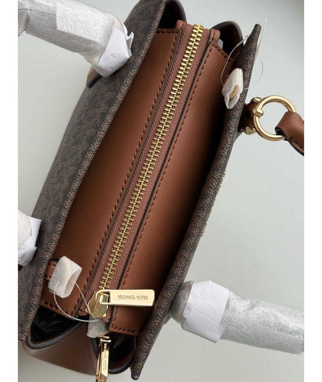 MICHAEL KORS Коричневая сумка с короткими ручками из канвы, фото 5