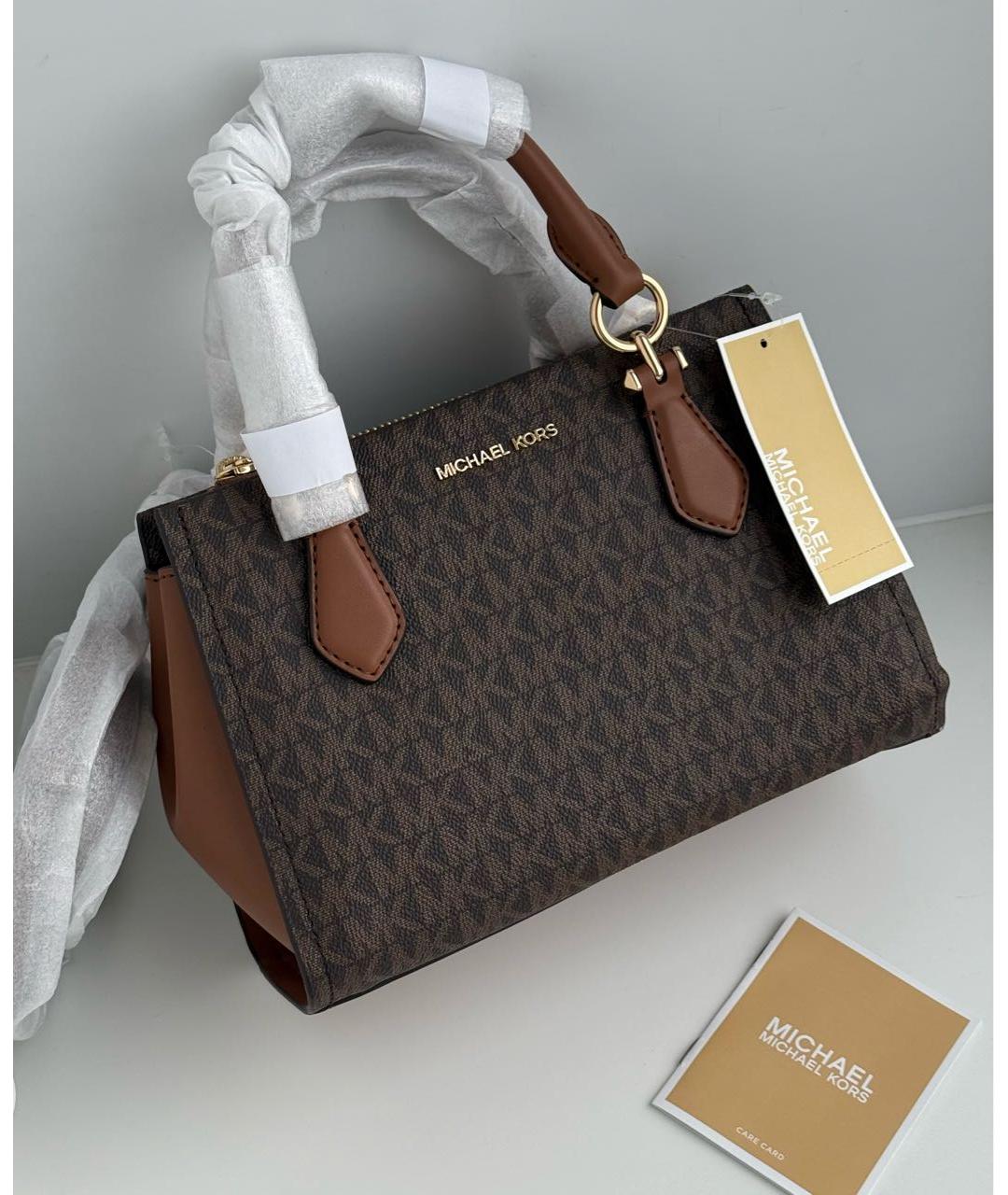 MICHAEL KORS Коричневая сумка с короткими ручками из канвы, фото 2