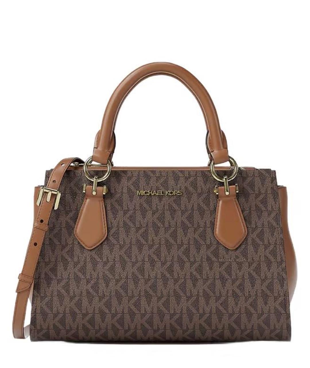 MICHAEL KORS Коричневая сумка с короткими ручками из канвы, фото 9