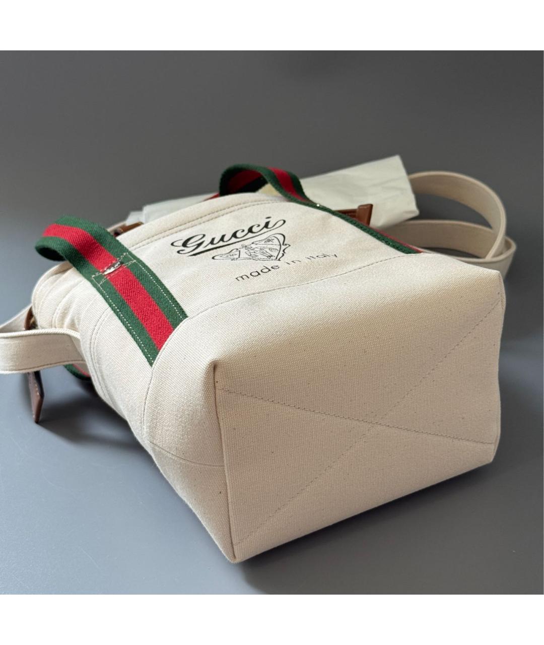 GUCCI Бежевая сумка тоут из канвы, фото 8