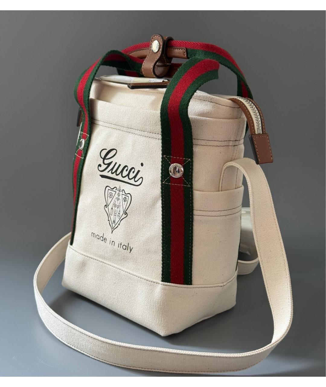GUCCI Бежевая сумка тоут из канвы, фото 3