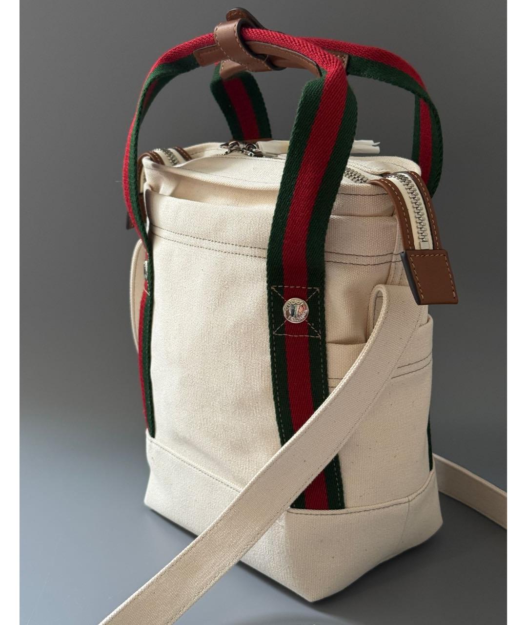 GUCCI Бежевая сумка тоут из канвы, фото 7