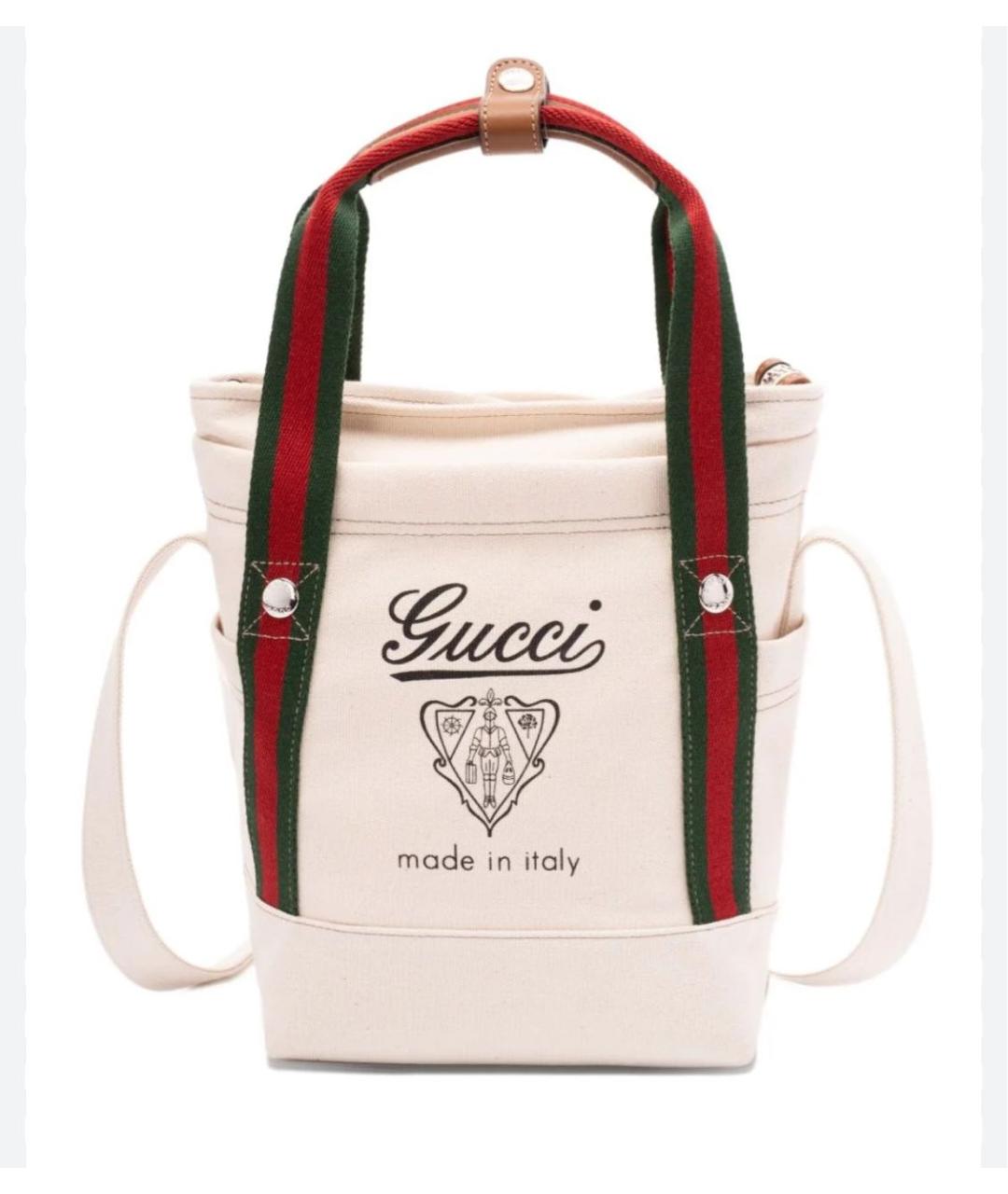 GUCCI Бежевая сумка тоут из канвы, фото 9