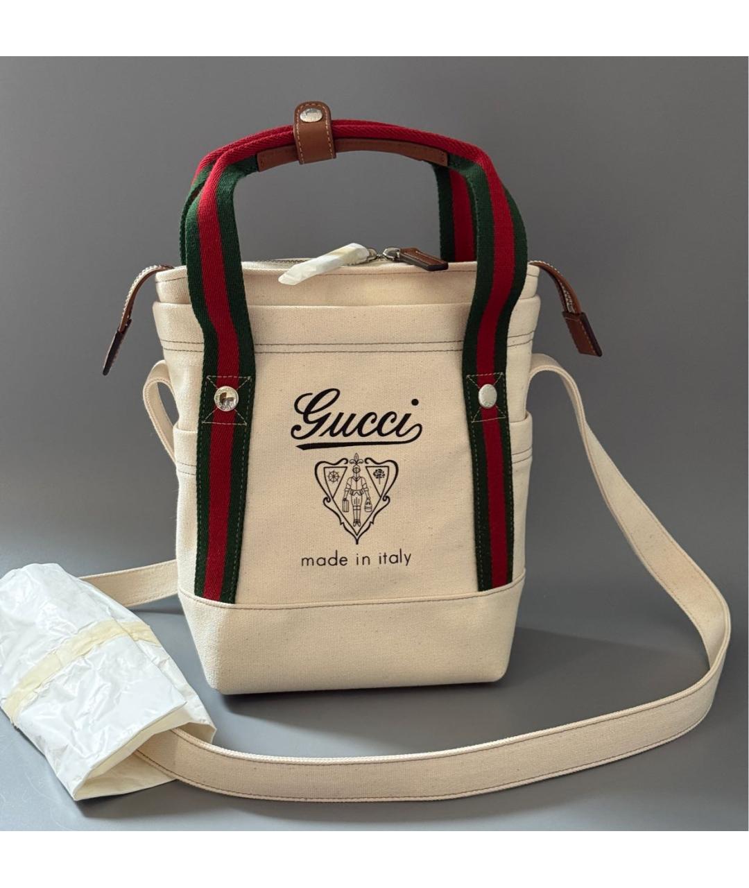GUCCI Бежевая сумка тоут из канвы, фото 2