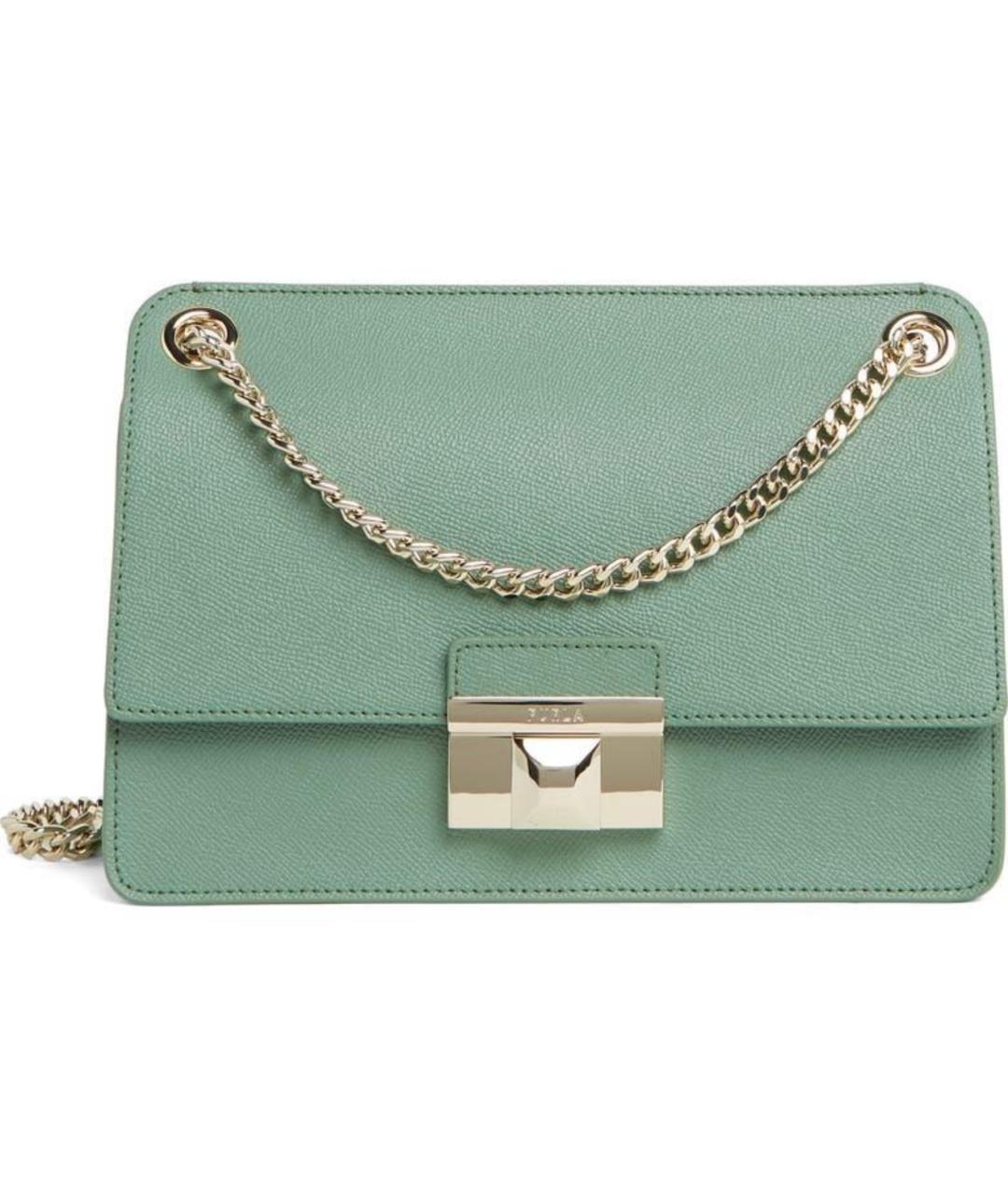 FURLA Зеленая кожаная сумка через плечо, фото 1