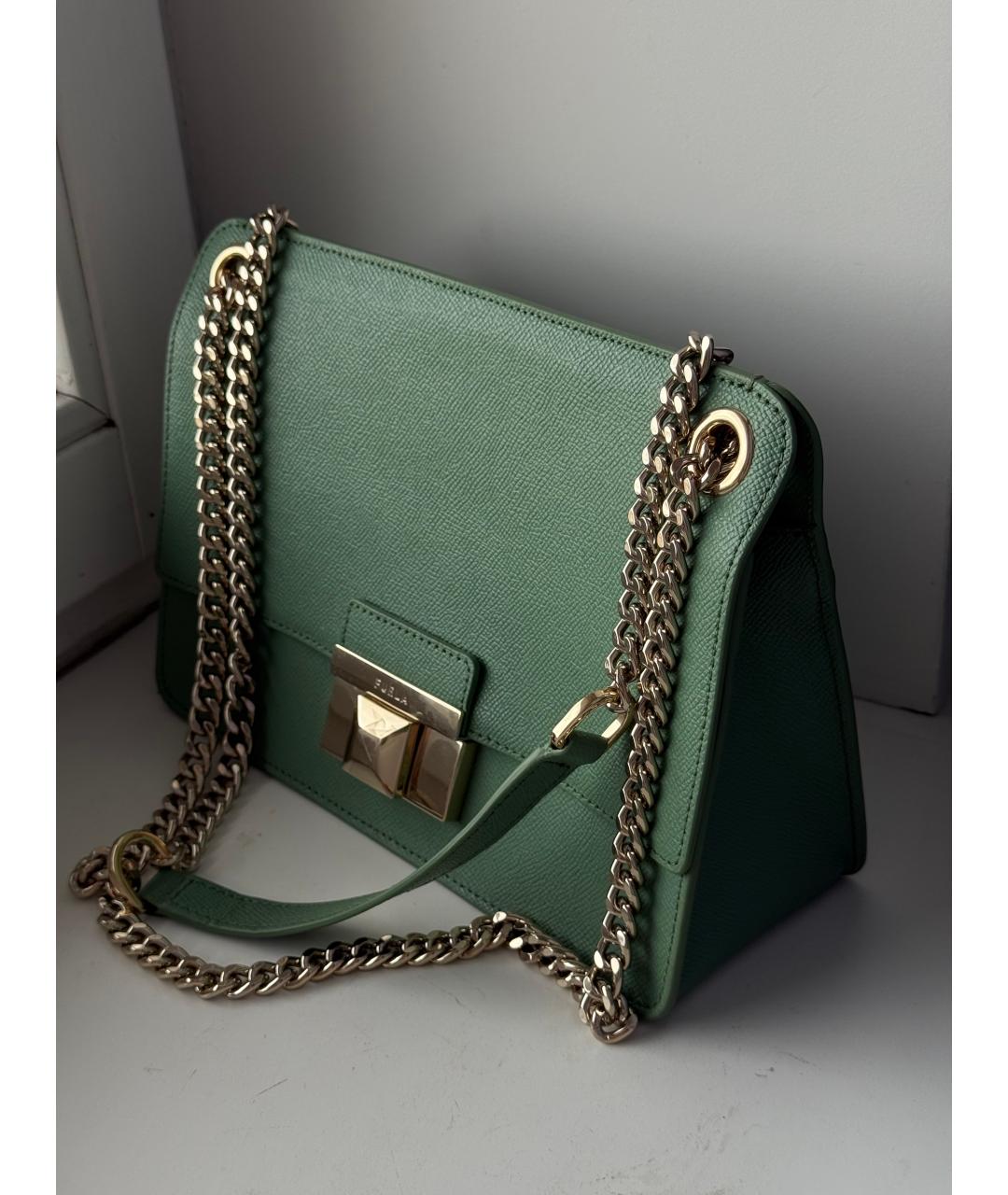 FURLA Зеленая кожаная сумка через плечо, фото 2
