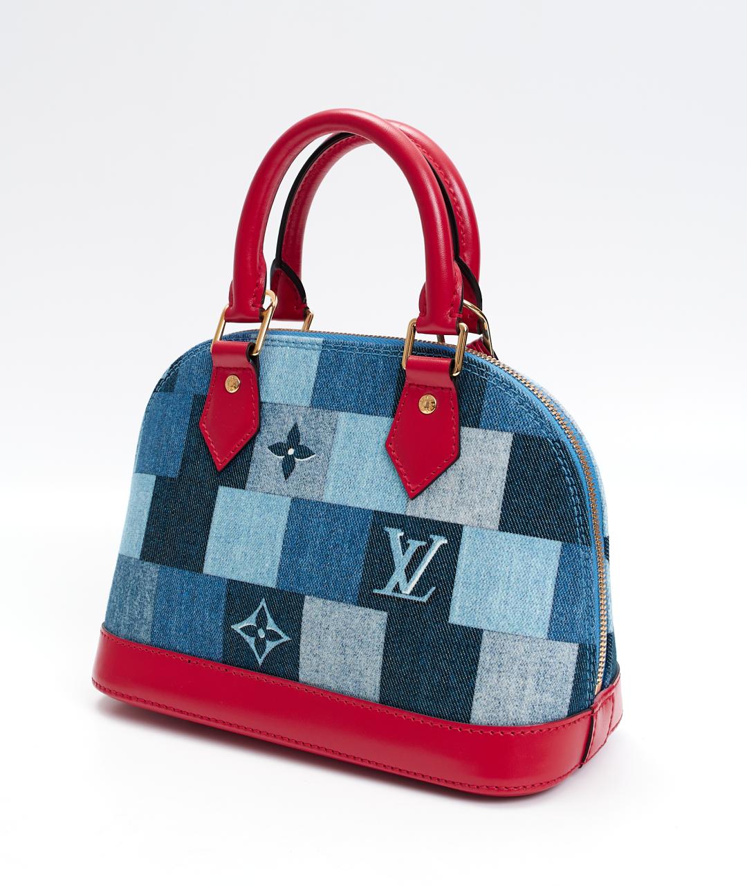 LOUIS VUITTON Голубая тканевая сумка с короткими ручками, фото 2