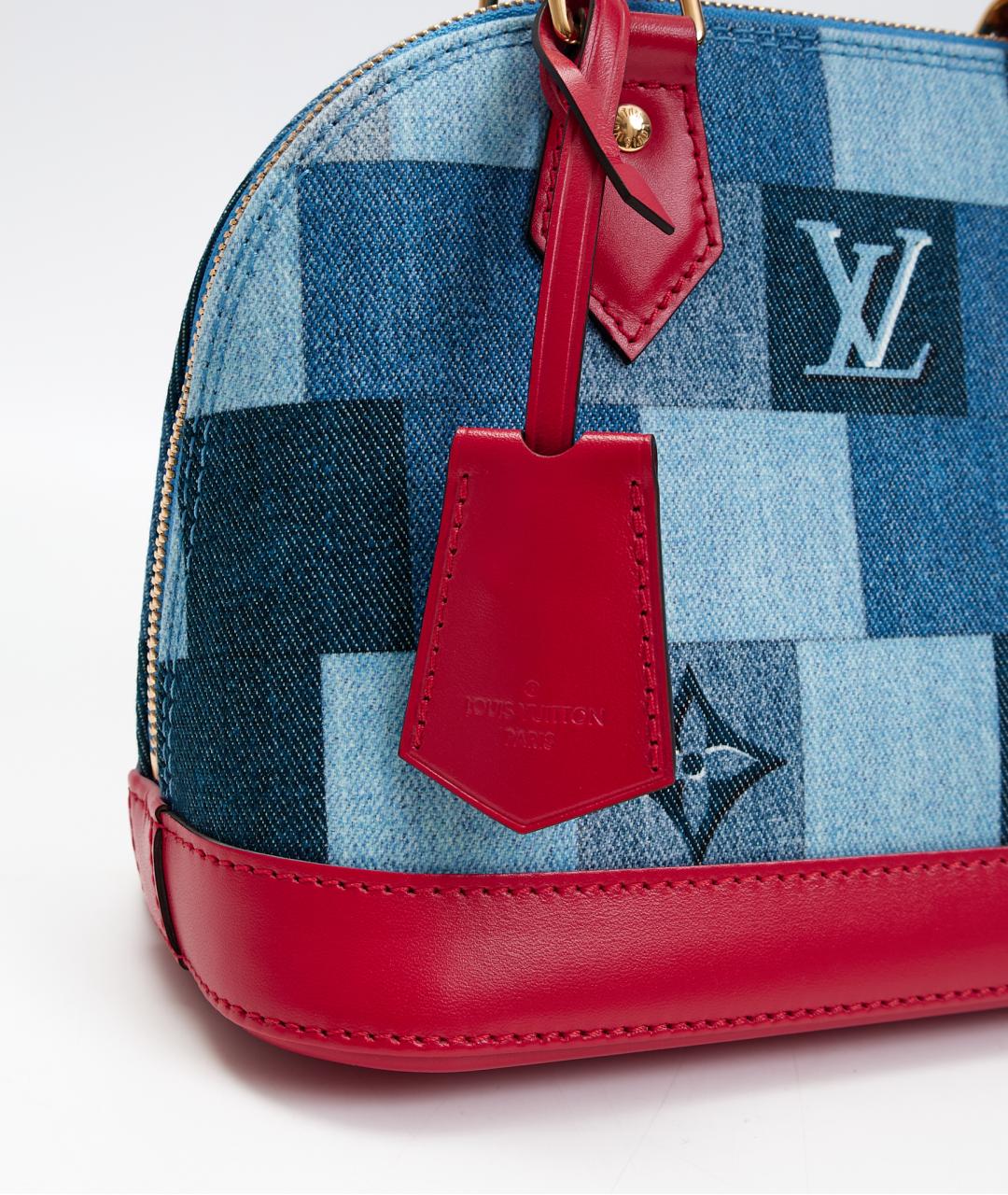 LOUIS VUITTON Голубая тканевая сумка с короткими ручками, фото 4