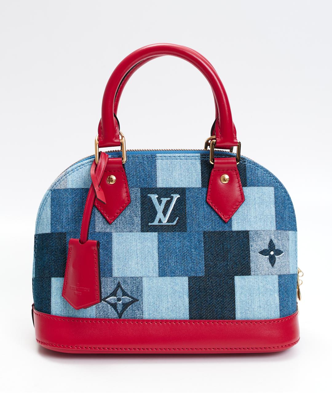 LOUIS VUITTON Голубая тканевая сумка с короткими ручками, фото 3
