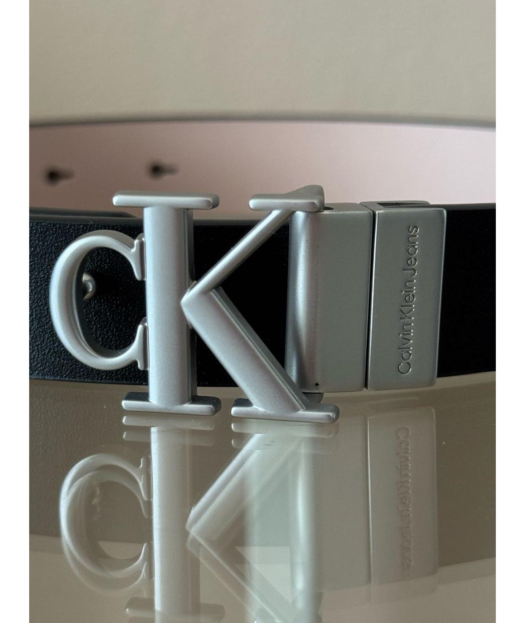 CALVIN KLEIN Черный кожаный ремень, фото 2