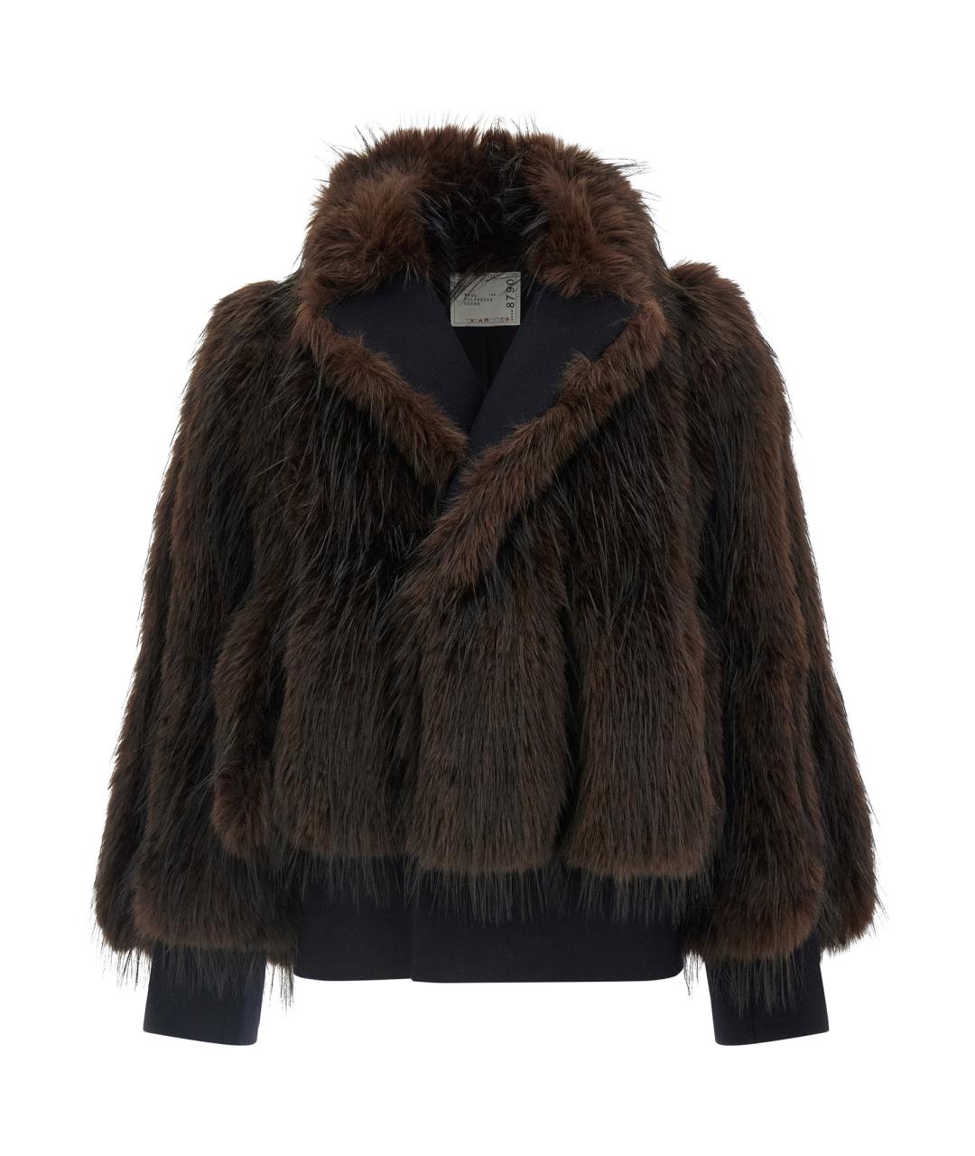 SACAI Коричневая шерстяная шуба, фото 1