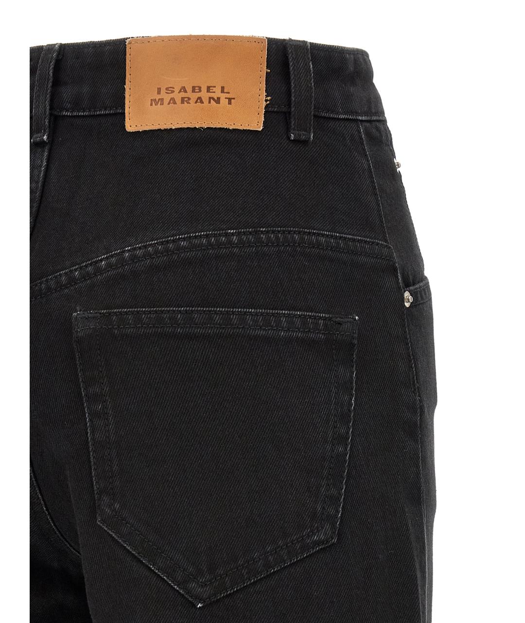ISABEL MARANT ETOILE Черные хлопковые прямые джинсы, фото 4