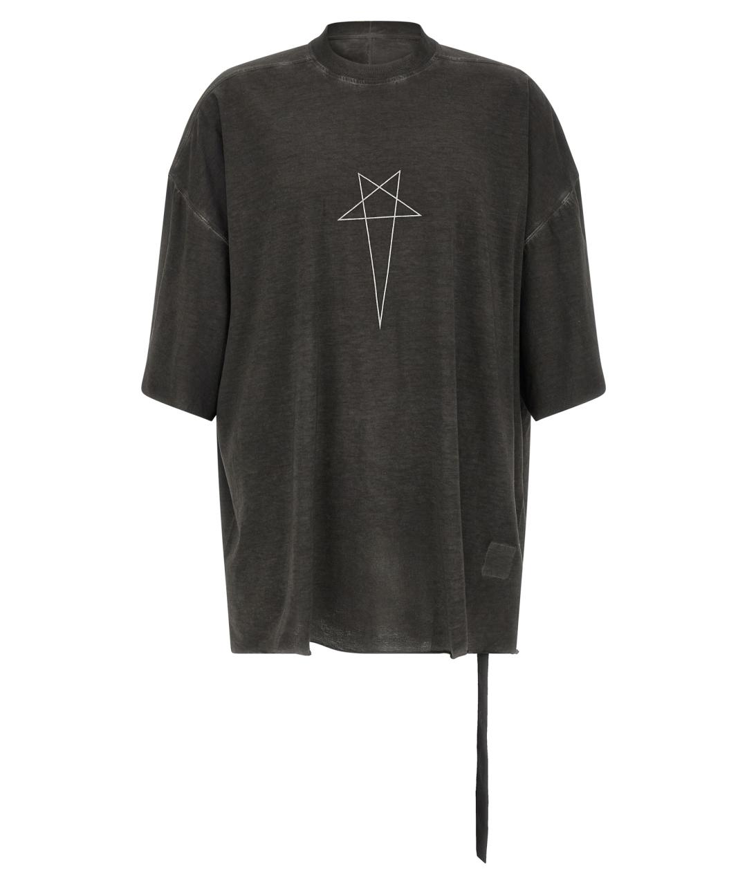 RICK OWENS DRKSHDW Серая хлопковая футболка, фото 1