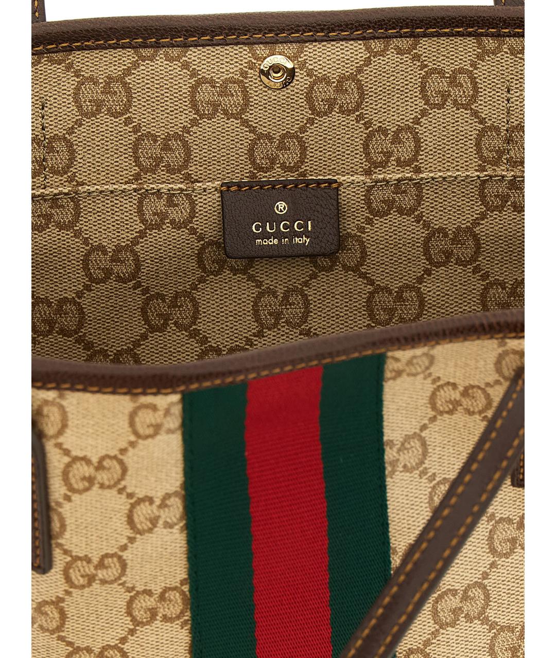 GUCCI Бежевая сумка тоут из канвы, фото 4