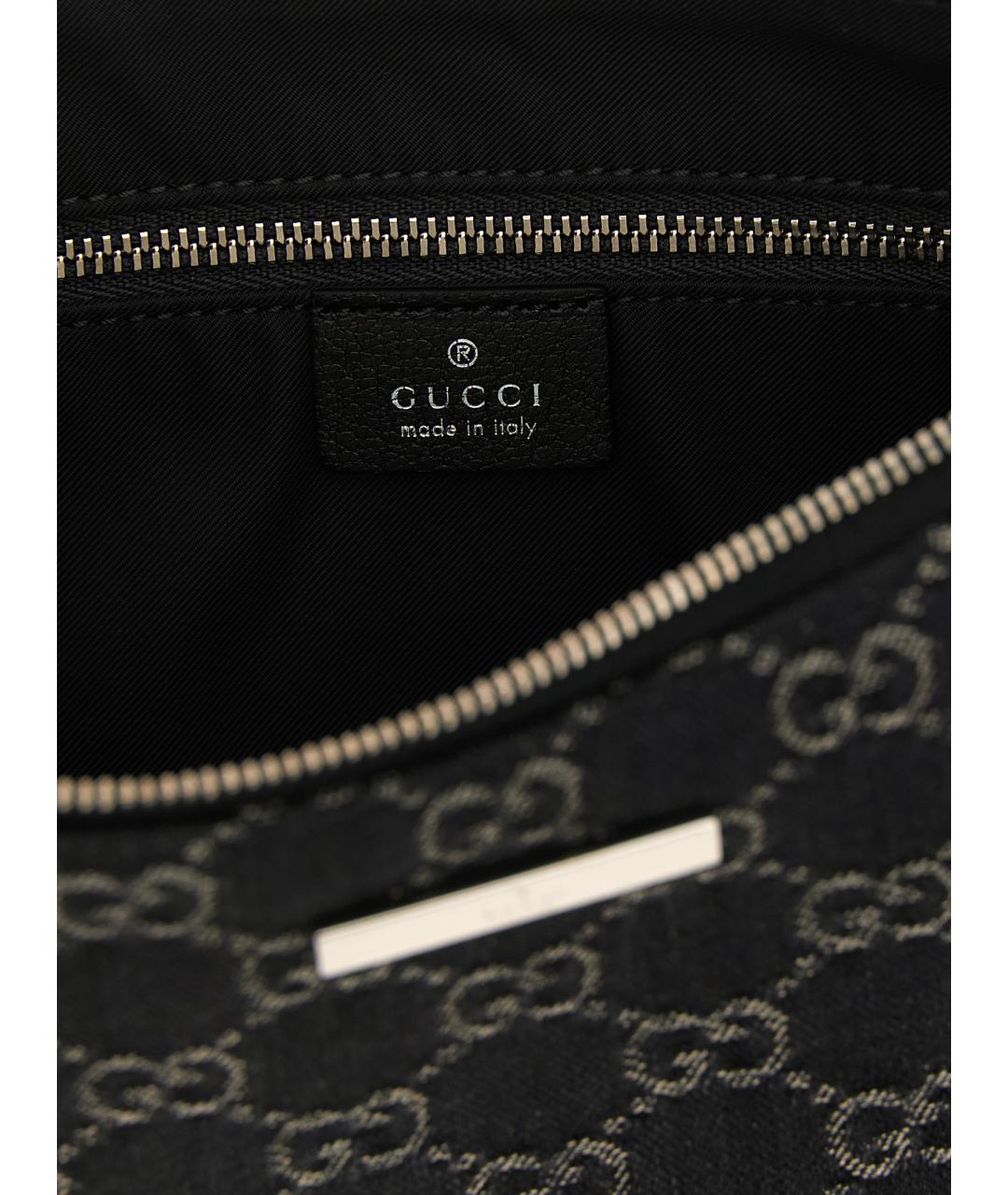 GUCCI Черная сумка через плечо из канвы, фото 4