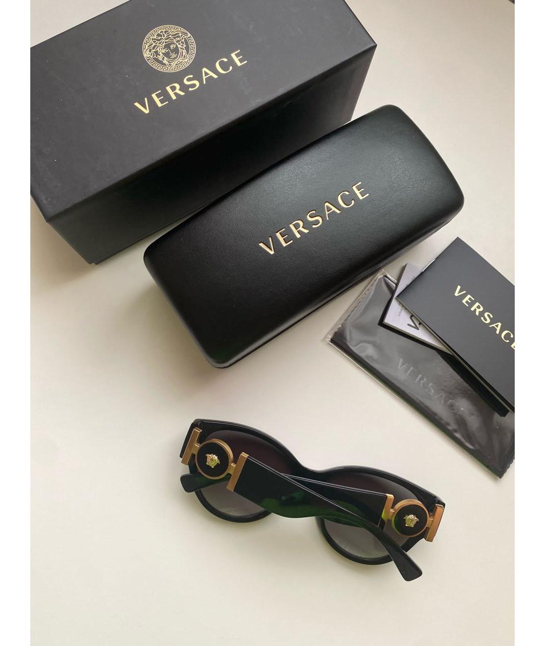 VERSACE Черные пластиковые солнцезащитные очки, фото 5