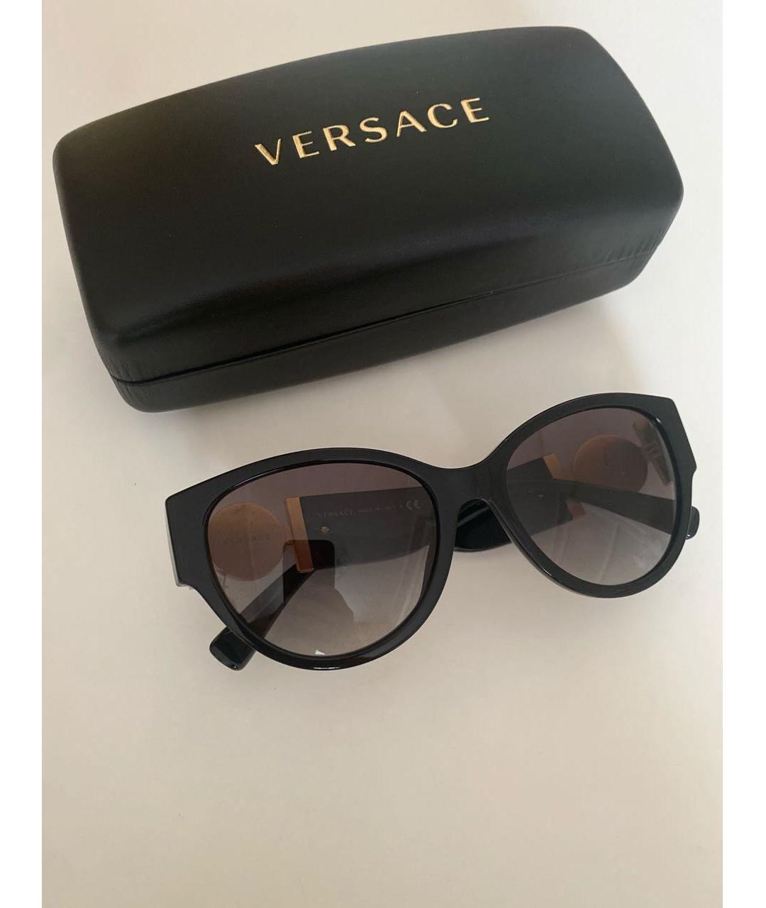 VERSACE Черные пластиковые солнцезащитные очки, фото 4