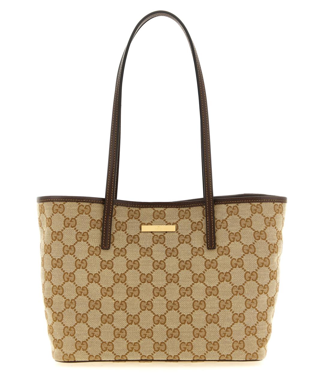 GUCCI Бежевая сумка тоут из канвы, фото 1