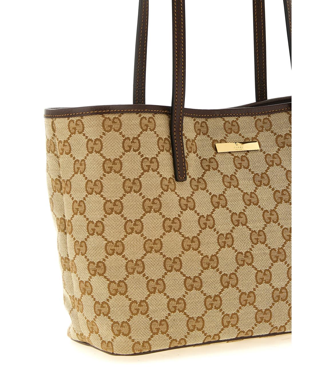 GUCCI Бежевая сумка тоут из канвы, фото 3