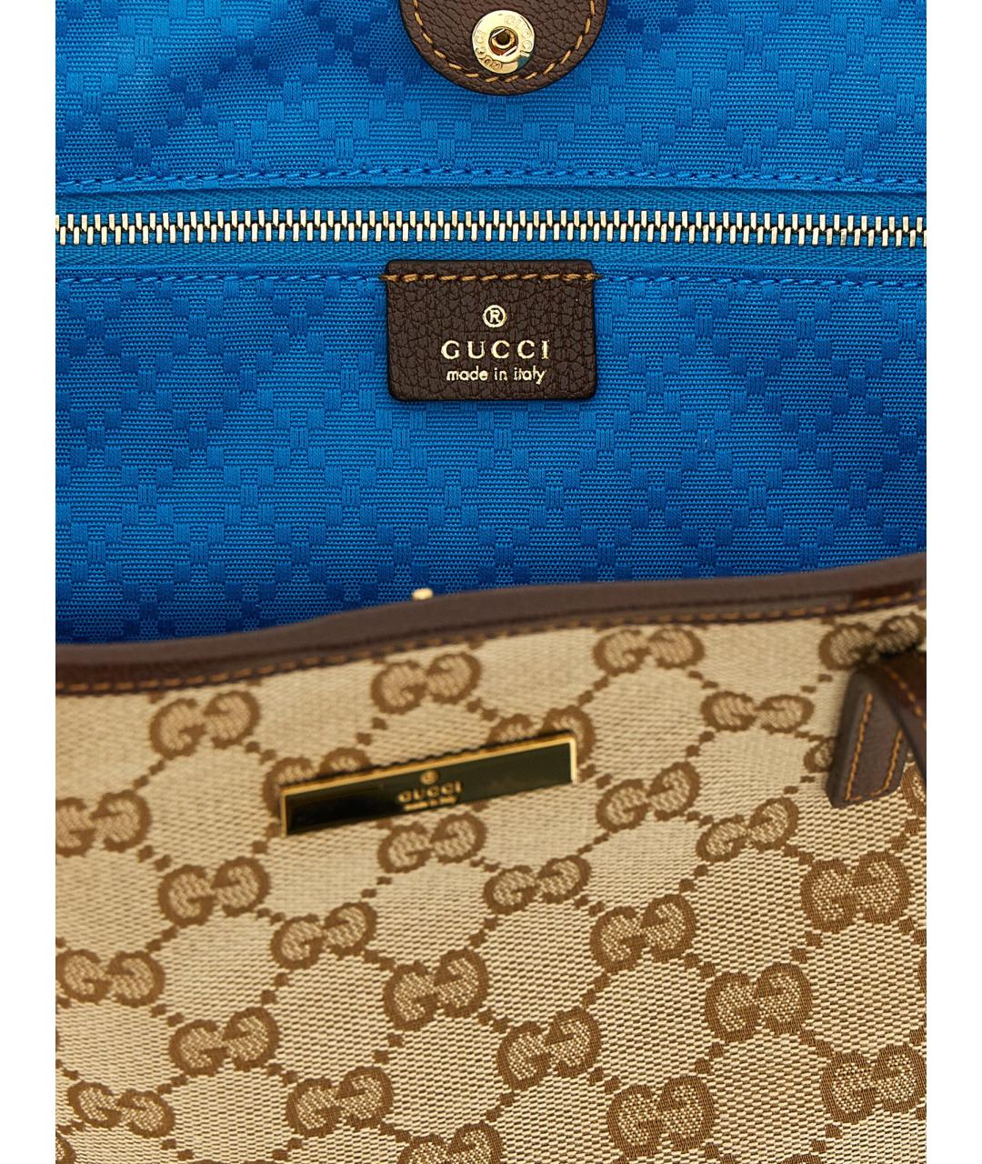 GUCCI Бежевая сумка тоут из канвы, фото 4