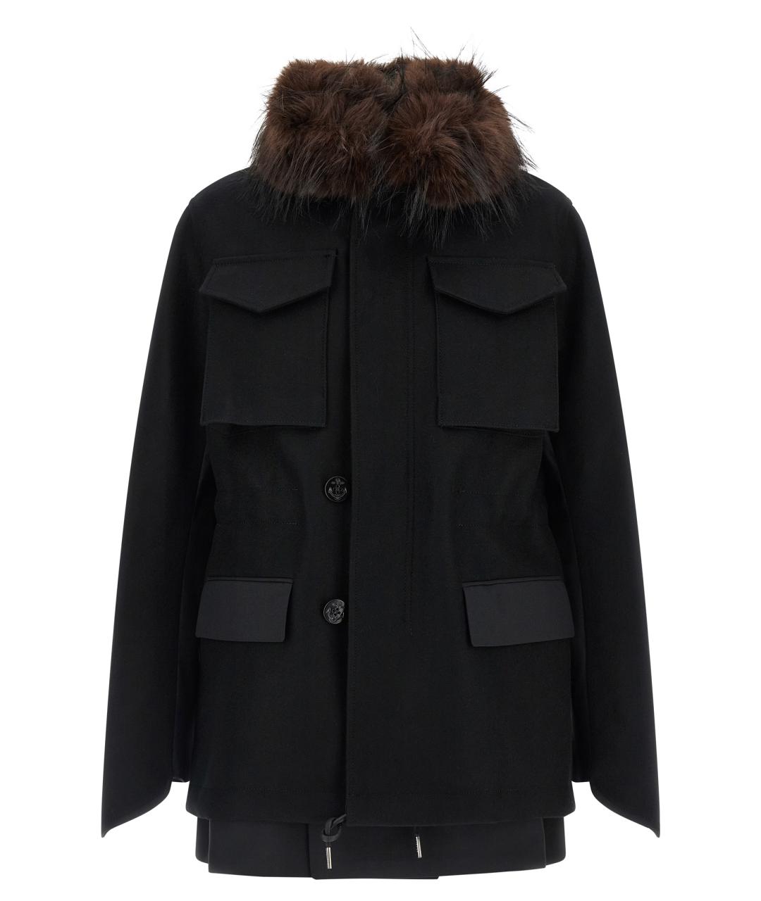 SACAI Черная шерстяная куртка, фото 1
