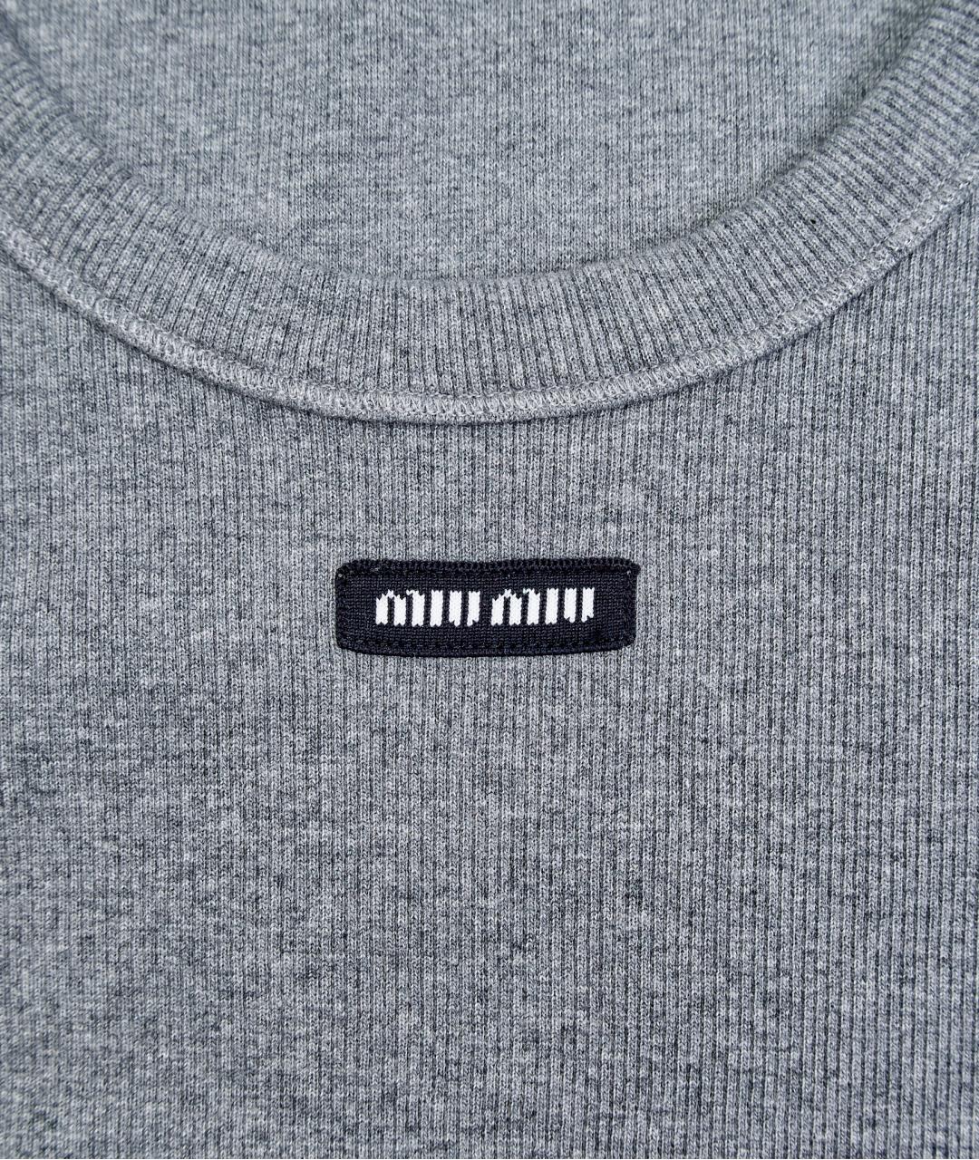 MIU MIU Серая хлопковая майка, фото 4